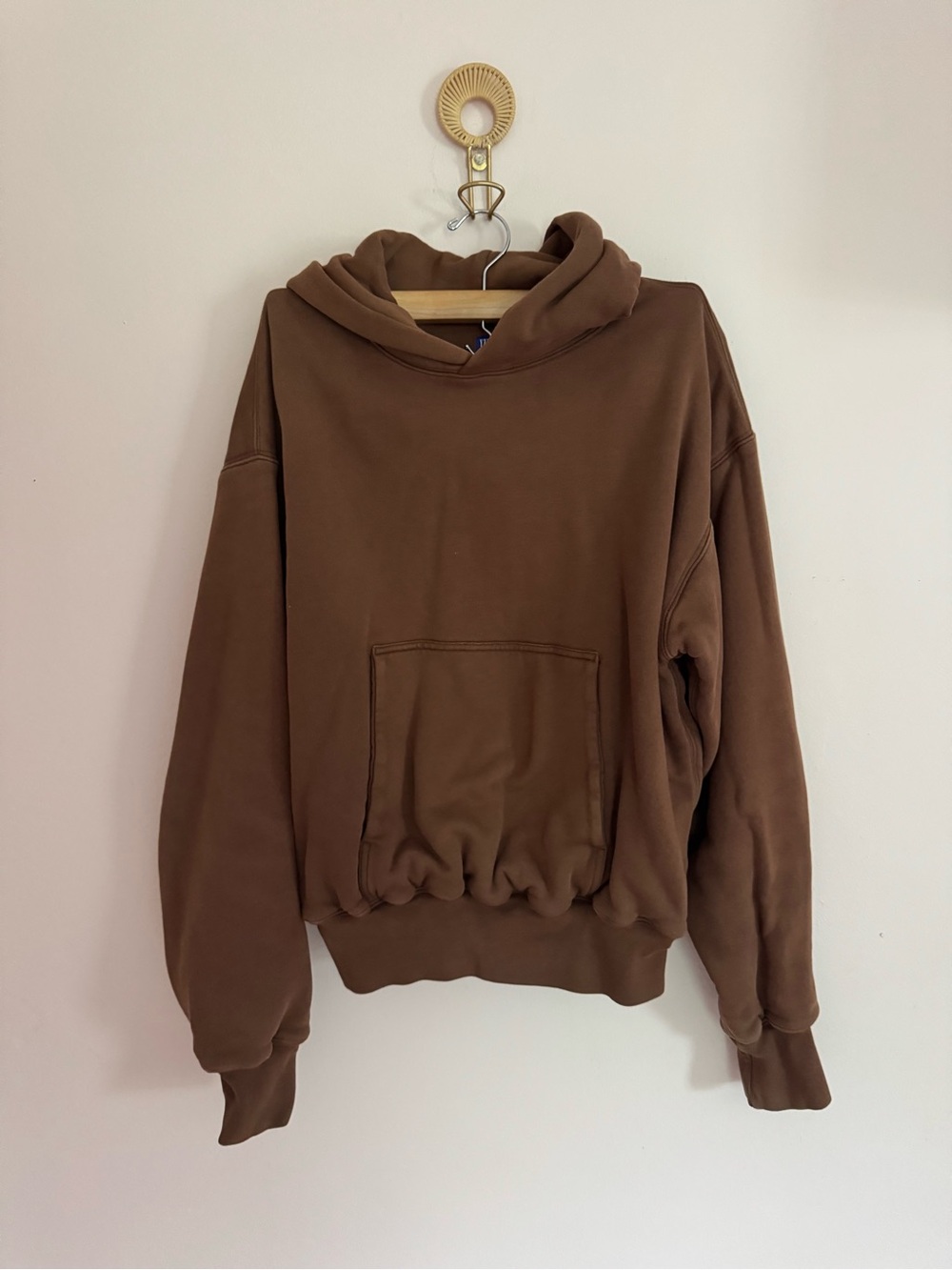 Men's Yeezy Brown Pullover Hoodie - Relaxed Fit Casual Sweatshirt